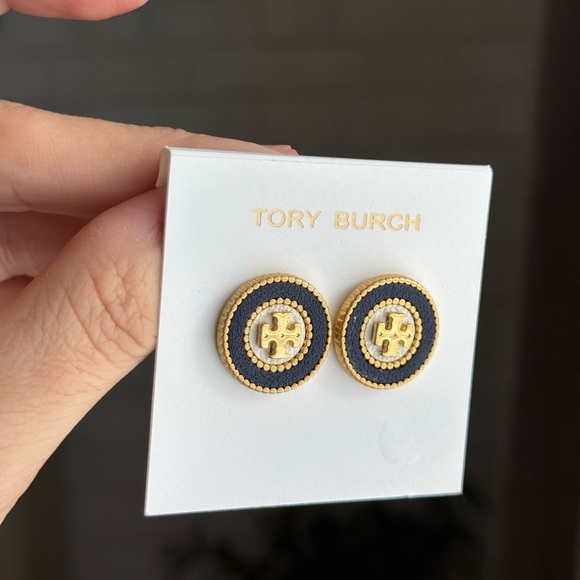 Tory Burch Jewelry - Tory Burch Gold and Navy Stud Earrings